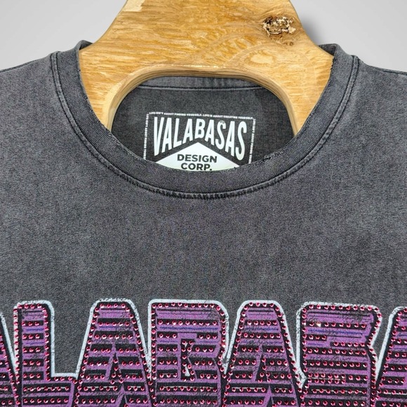 Valabasas Tee Robotics Tour Vintage Black XXL Burnout Graphic Embellished Meta - Picture 4 of 13